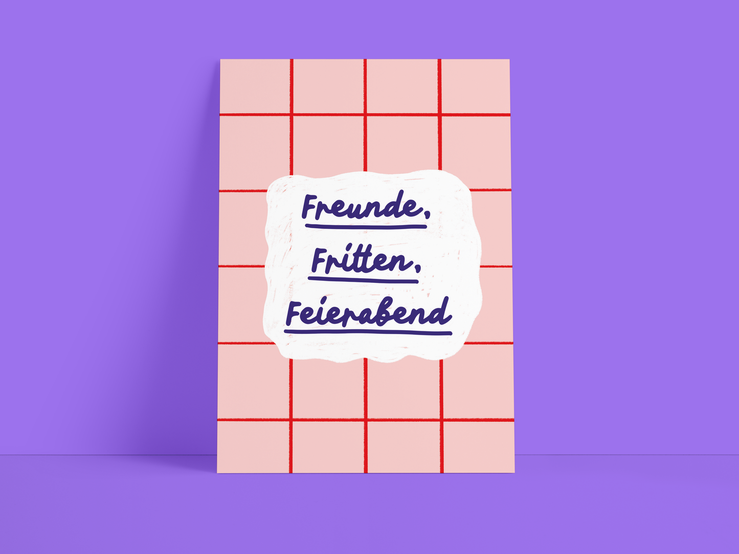 Postkarte / Freunde / Rosa / Rot / Spruch / DIN A6
