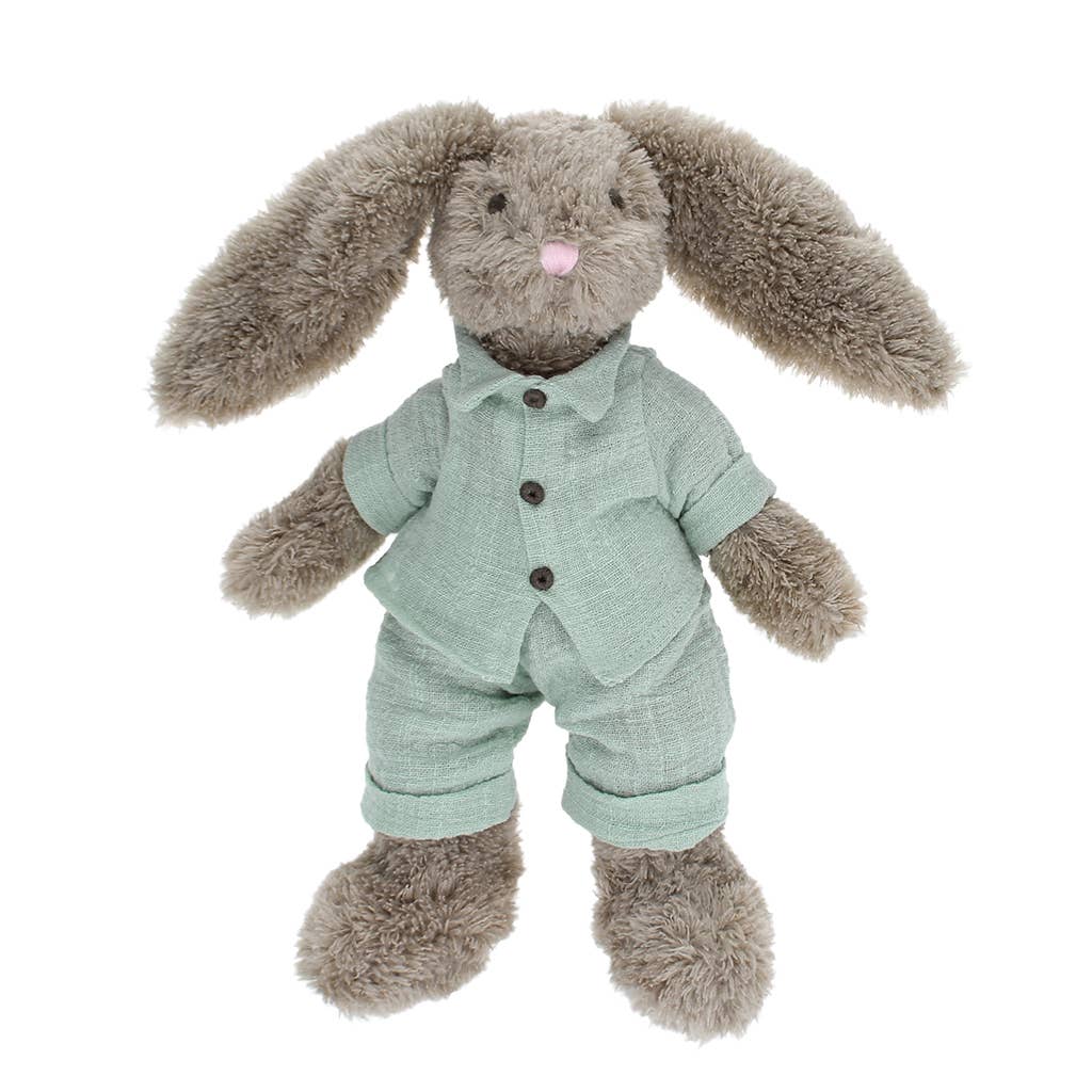 Plüschtier - Hase in einem blauen Outfit