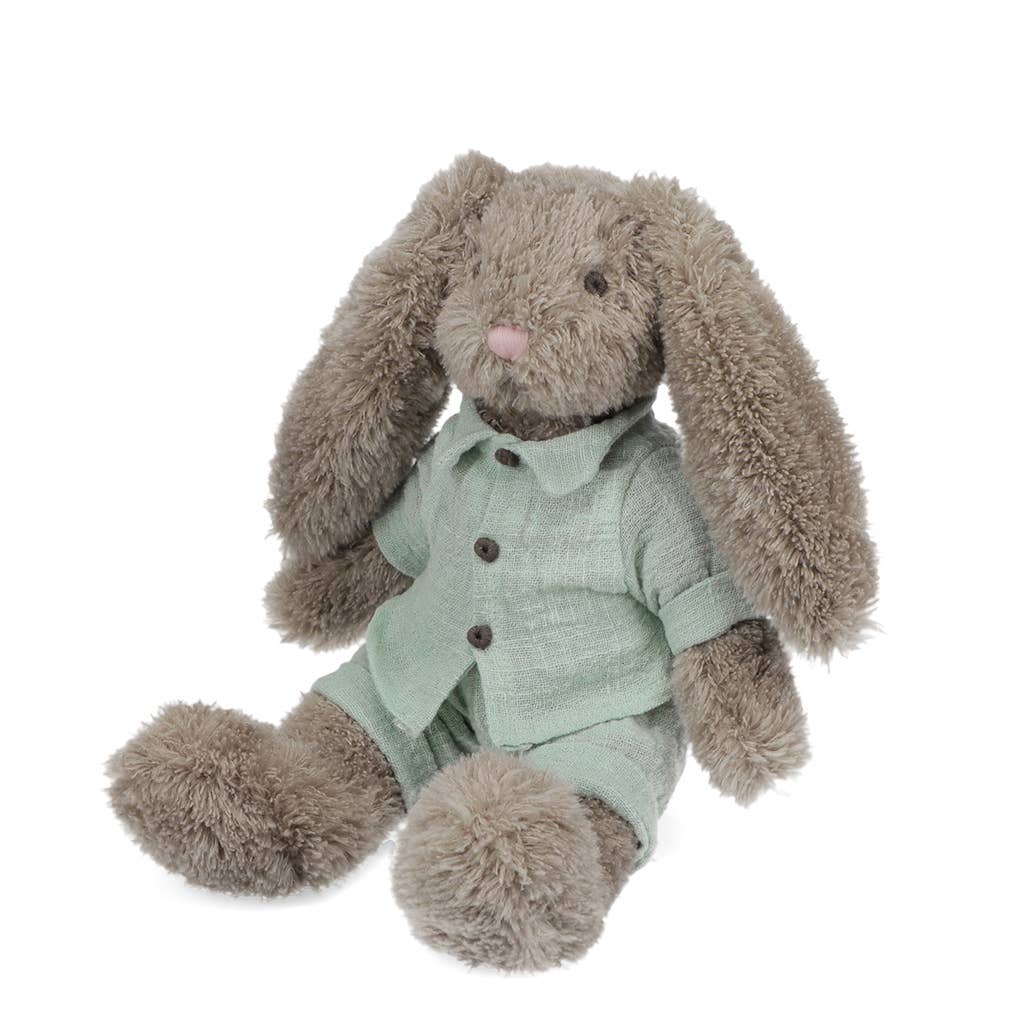 Plüschtier - Hase in einem blauen Outfit