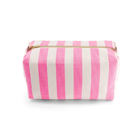 VIC Kulturtasche mit neongelben Streifen in Pink