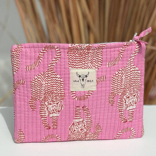 Rosa Make-up-Täschchen mit Leopardenmuster