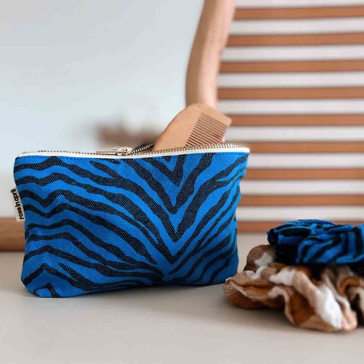 Scrunchie Zebrou in Greek Blue