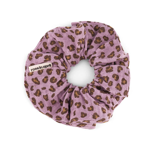Mini Leopardenmuster Scrunchie in Flieder