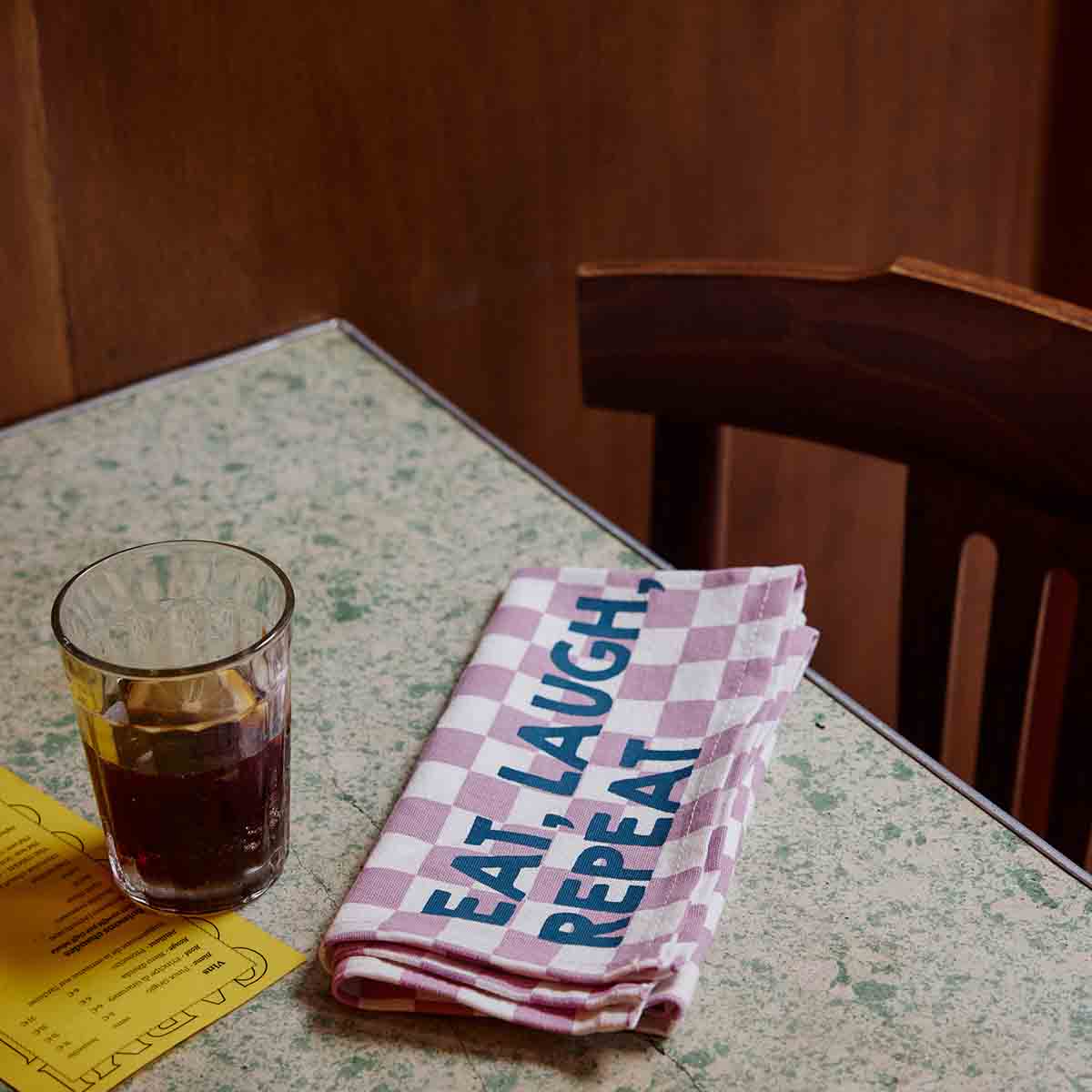 SERVIETTE JOSEPHINE DAMIER MAUVE - ESSEN, LACHEN, WIEDERHOLEN