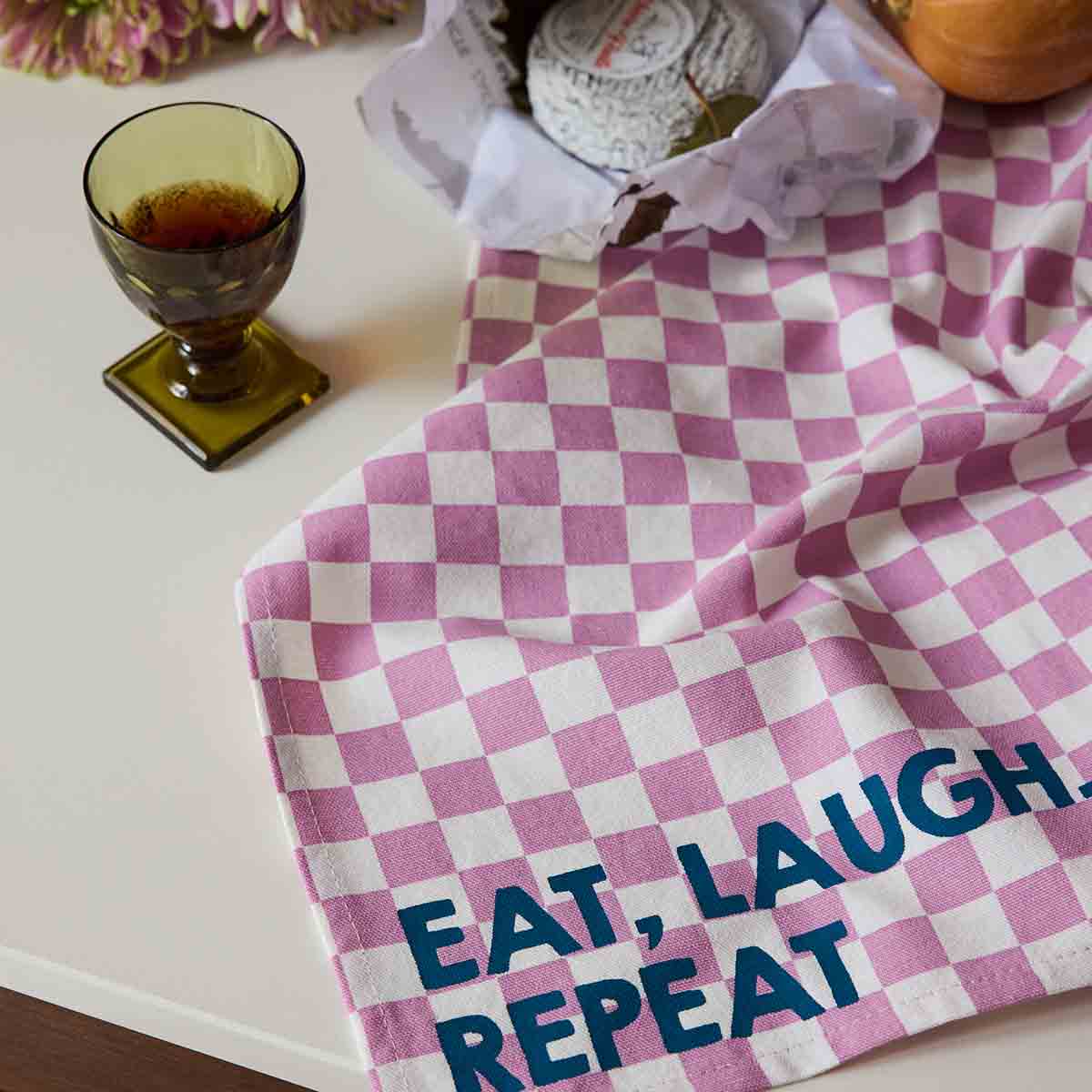 SERVIETTE JOSEPHINE DAMIER MAUVE - ESSEN, LACHEN, WIEDERHOLEN