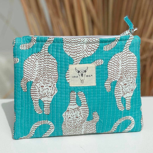 Make-up-Täschchen Leopardenmuster türkis